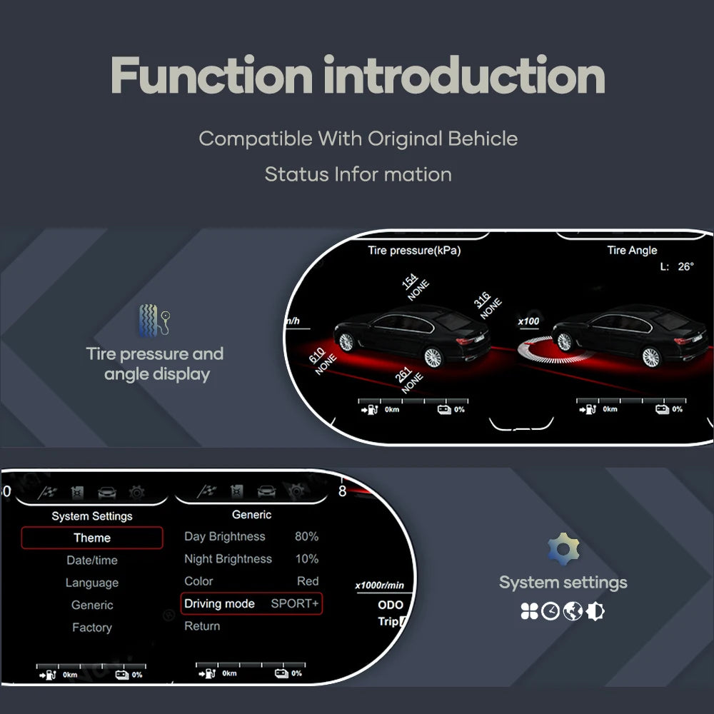 Digital LCD Dashboard Cluster for BMW 3 Series E90/E91/E92 (2005–2012) – Virtual Cockpit Speedometer