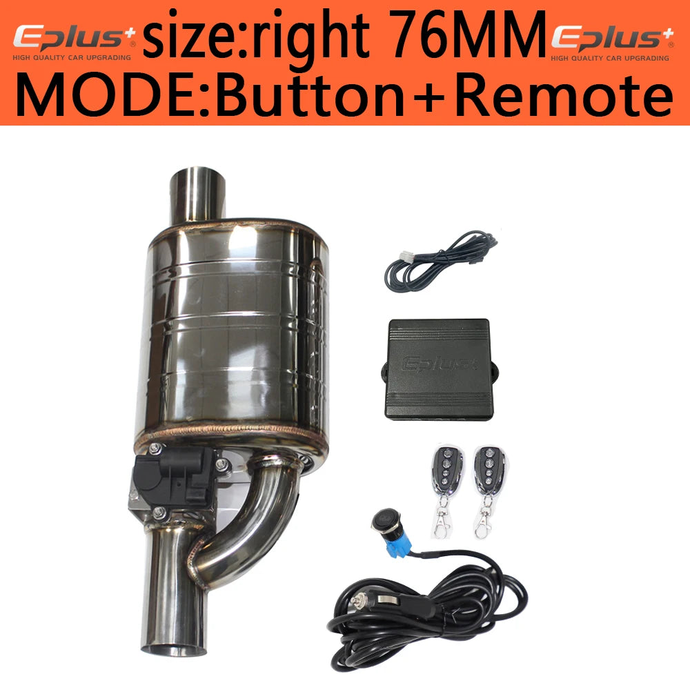 Universal Electric Exhaust Cutout Valve Kit – Adjustable Stainless Steel Silencer 51mm / 63mm / 70mm / 76mm