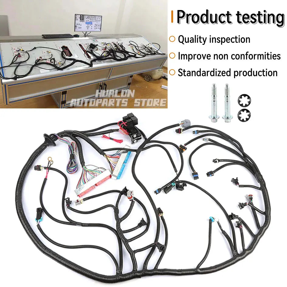 LS Standalone Engine and 4L60E DBC Wiring Harness with 8pcs EV1 to EV6 Injector Adapters for 1997-2006 GM LS1 Vortec Swap 4.8L 5.3L 6.0L