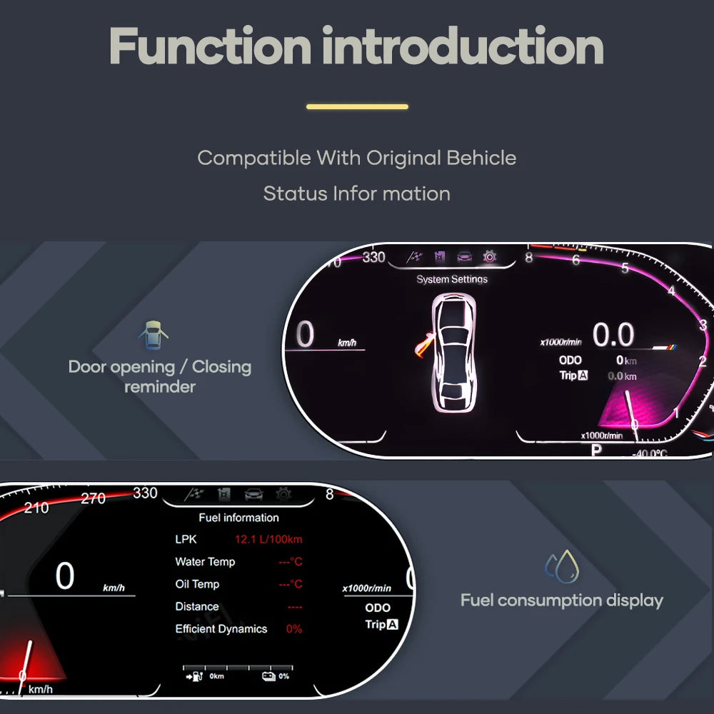 Digital LCD Dashboard Cluster for BMW 3 Series E90/E91/E92 (2005–2012) – Virtual Cockpit Speedometer