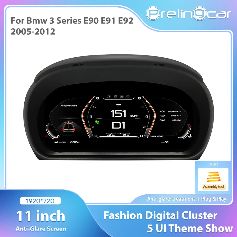 Digital LCD Dashboard Cluster for BMW 3 Series E90/E91/E92 (2005–2012) – Virtual Cockpit Speedometer