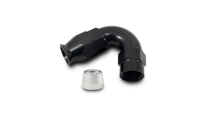 Vibrant Performance 120 Degree High Flow Hose End Fitt inchg for PTFE L inched Hose, -8AN