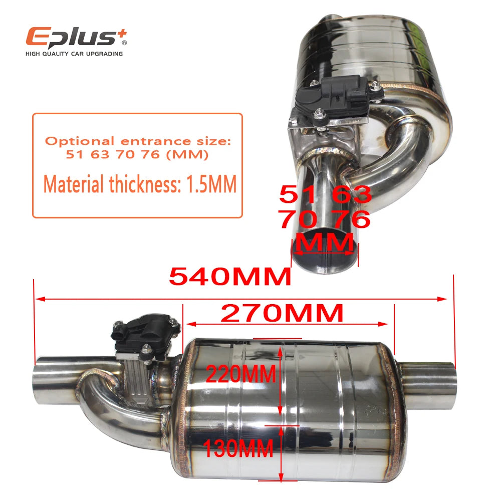 Universal Electric Exhaust Cutout Valve Kit – Adjustable Stainless Steel Silencer 51mm / 63mm / 70mm / 76mm