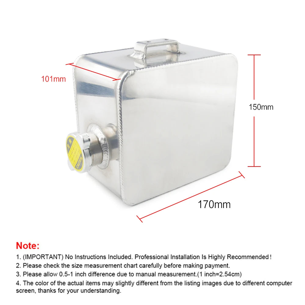 2L Aluminum Coolant Expansion tank – Black or Polished Finish with Cap