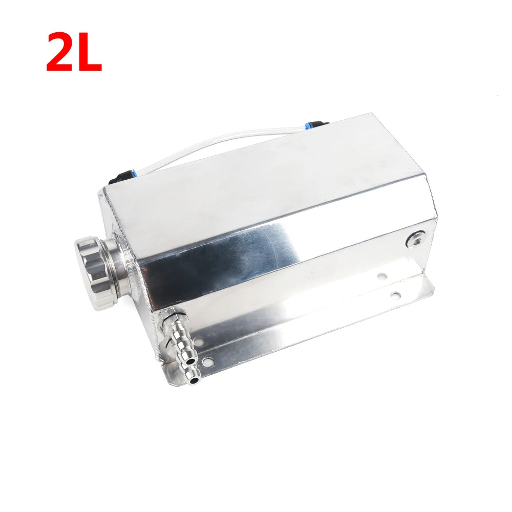 Universal Aluminum Coolant Overflow Tank – 1L / 2L with Breather & Drain Plug