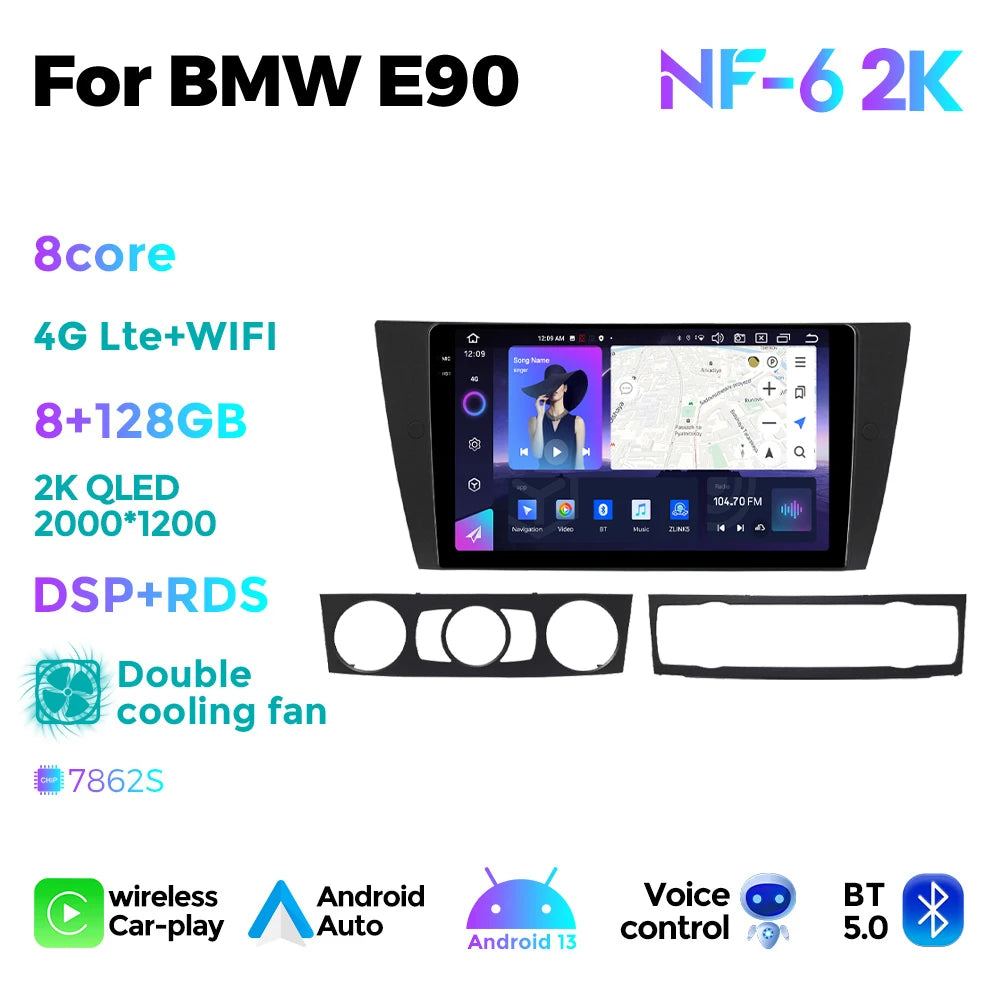 2K Android 13 Car Stereo with CarPlay & Navigation – BMW 3 Series E90/E91/E92/E93 (2005–2013)