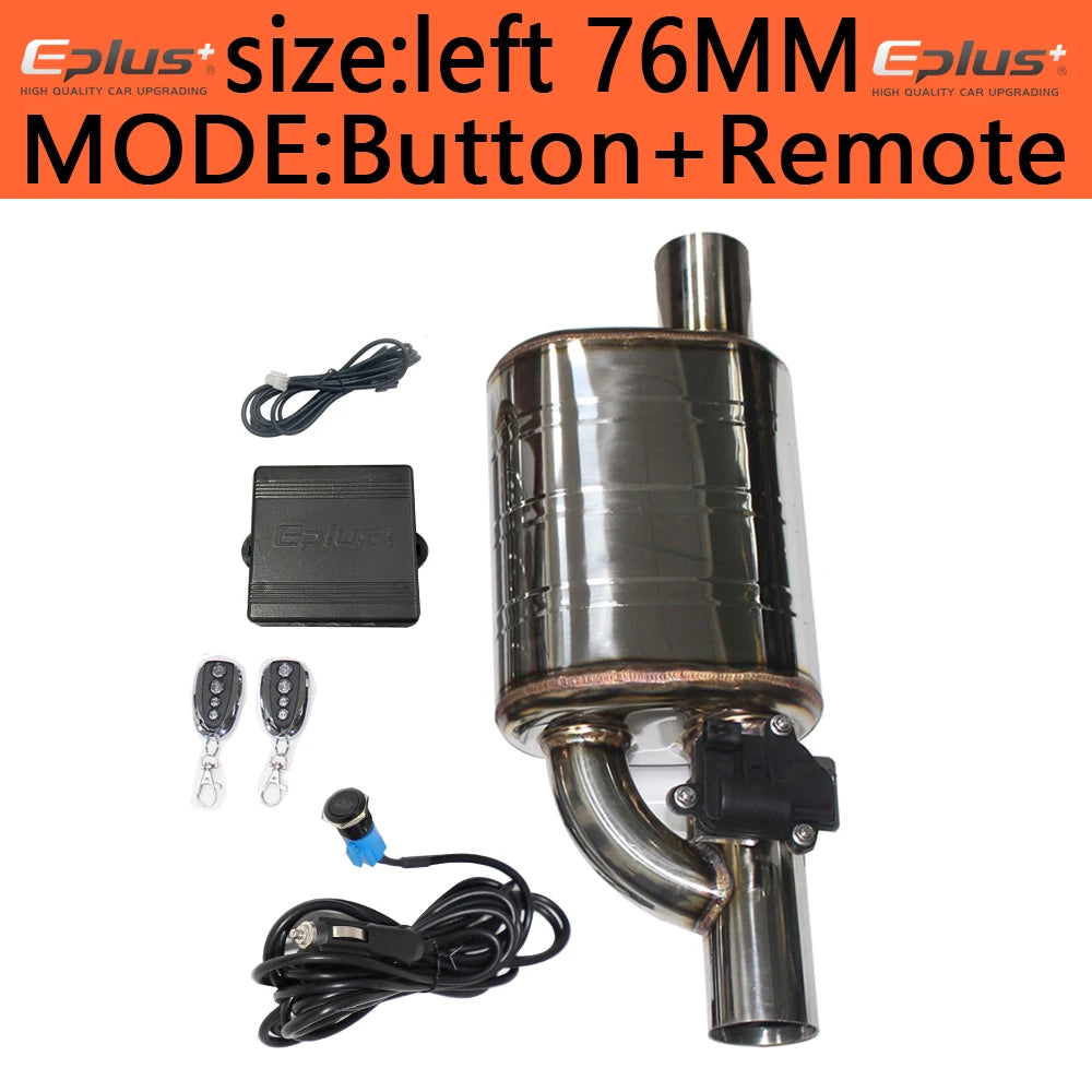 Universal Electric Exhaust Cutout Valve Kit – Adjustable Stainless Steel Silencer 51mm / 63mm / 70mm / 76mm