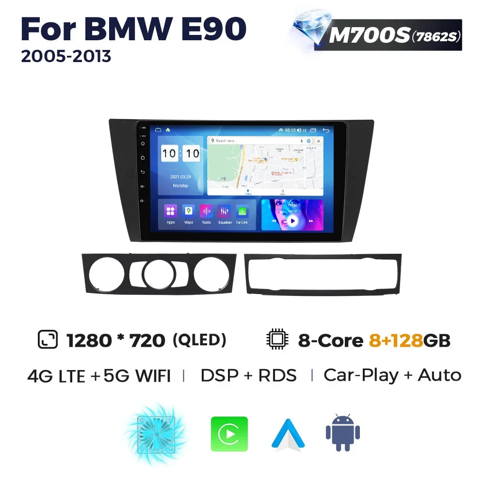 Android Car Stereo with GPS & CarPlay – For BMW 3 Series E90/E91/E92/E93 (2005–2013)
