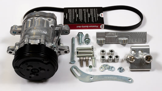 Sikky SD7 AC Compressor kit for – LS Engine.  Fits Corvette, F Body, and truck  spacing. Includes mounts, hardware, belt, and Sanden SD7 Compressor