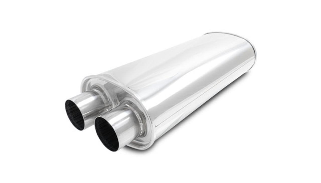 Vibrant Performance STREETPOWER Oval Muffler, 2.50" inlet/outlet (Dual In/Out) - 18" Body Length