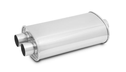 Vibrant Performance STREETPOWER Oval Muffler, 2.5" inlet (Center In - Dual Out)