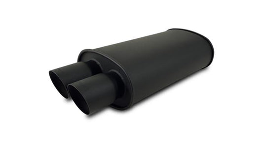 Vibrant Performance STREETPOWER FLAT BLACK Oval Muffler with Dual Tips, Inlet: 2.50(63.5mm) Tip OD: 3.00(76.2mm) Center to Center: 3.25" (82.6mm)
