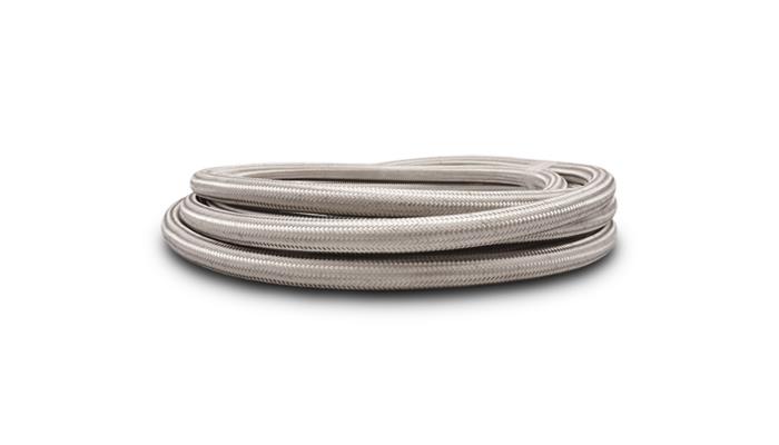 Vibrant Performance 10ft Roll of Sta inchless Steel Braided Flex Hose; AN Size: -4; Hose I.D. 0.22"
