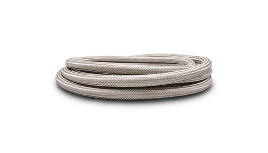 Vibrant Performance 10ft Roll of Sta inchless Steel Braided Flex Hose; AN Size: -4; Hose I.D. 0.22"