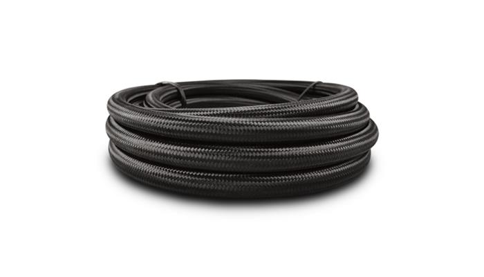 Vibrant Performance 2ft Roll of Black Nylon Braided Flex Hose; AN Size: -10; Hose I.D.: 0.56";
