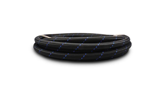 Vibrant Performance 10ft Roll of Black Blue Nylon Braided Flex Hose; AN Size: -4; Hose I.D.: 0.22";