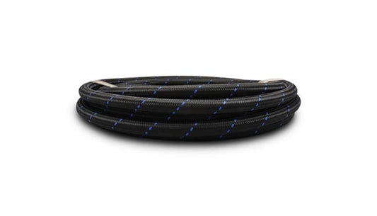 Vibrant Performance 10ft Roll of Black Blue Nylon Braided Flex Hose; AN Size: -10; Hose I.D.: 0.56";