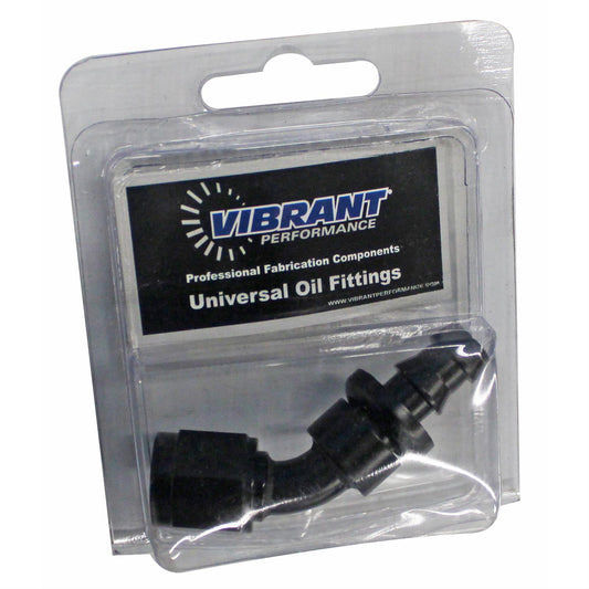 Vibrant Performance Push-On 45 Degree Hose End Elbow Fitt inchg; Size: -6AN