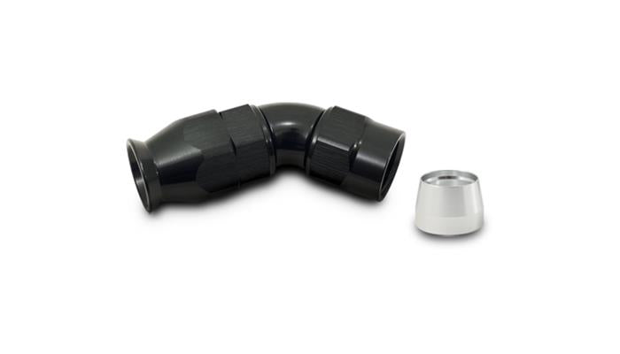 Vibrant Performance 45 Degree High Flow Hose End Fitt inchg for PTFE L inched Hose, -4AN