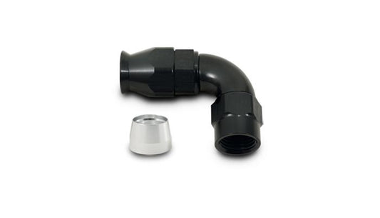 Vibrant Performance 90 Degree High Flow Hose End Fitt inchg for PTFE L inched Hose, -8AN